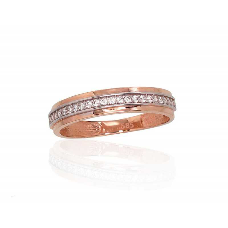 585° Gold ring, Stone: Zirkons , Type: Women, 1100878(Au-R+PRh-W)_CZ