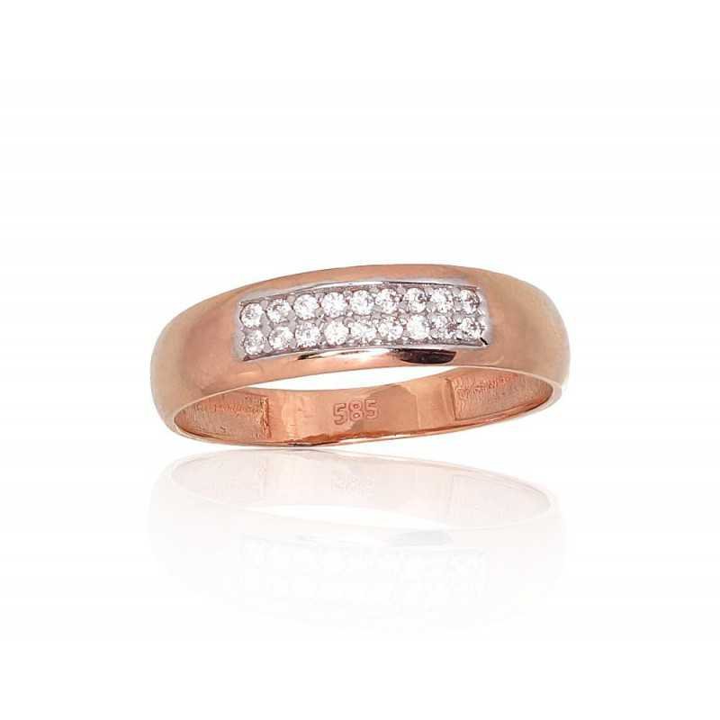 585° Gold ring, Stone: Zirkons , Type: Women, 1100880(Au-R+PRh-W)_CZ
