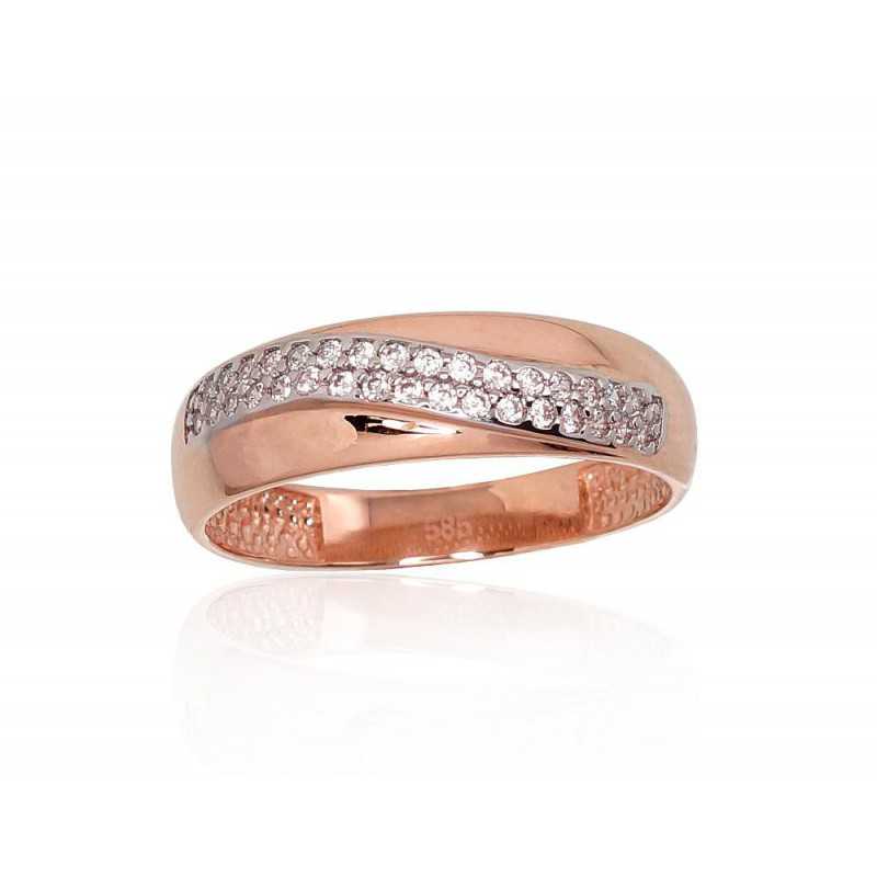 585° Gold ring, Stone: Zirkons , Type: Women, 1100881(Au-R+PRh-W)_CZ