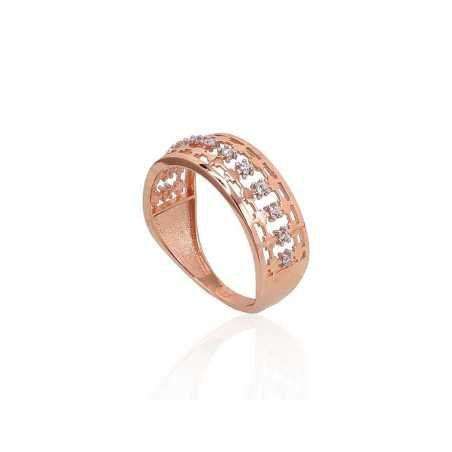 585° Gold ring, Stone: Zirkons , Type: Women, 1100884(Au-R+PRh-W)_CZ