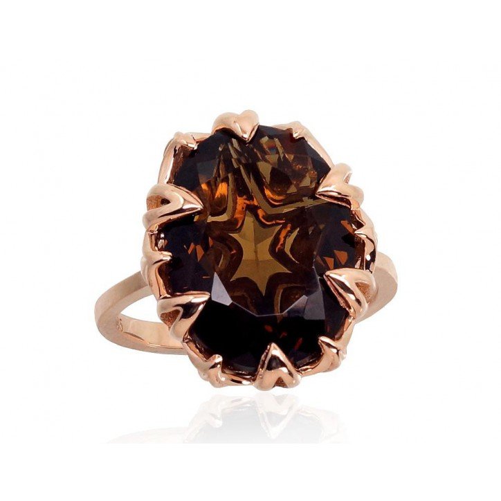 585° Gold ring, Stone: Smoky Quarz , Type: Women, 1100914(Au-R)_KZSMSN