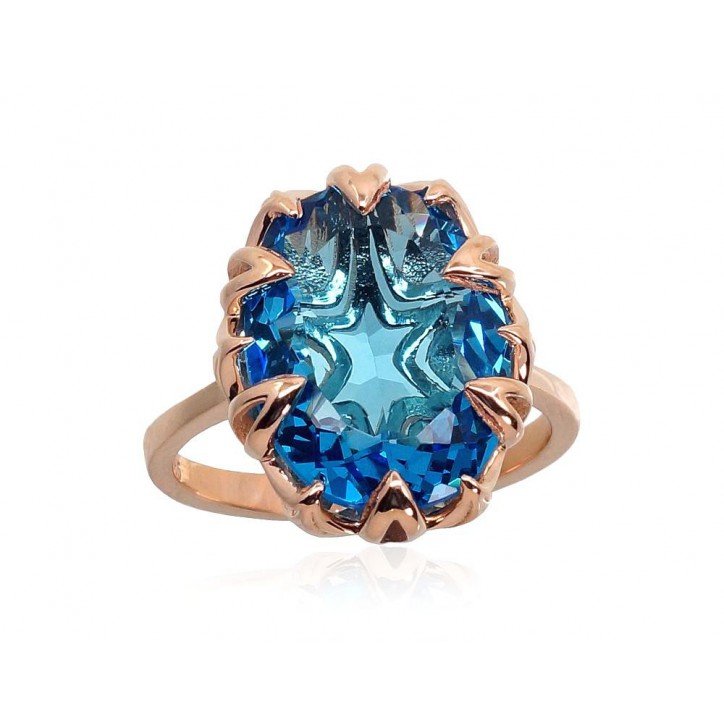585° Gold ring, Stone: Sky Blue Topaz , Type: Women, 1100914(Au-R)_TZBSN