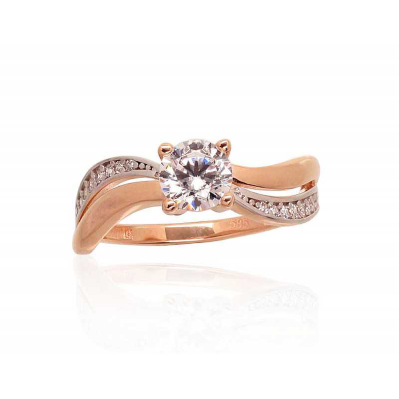 Gold ring, Rose gold, 585°, Zirkons , 1100929(Au-R+PRh-W)_CZ