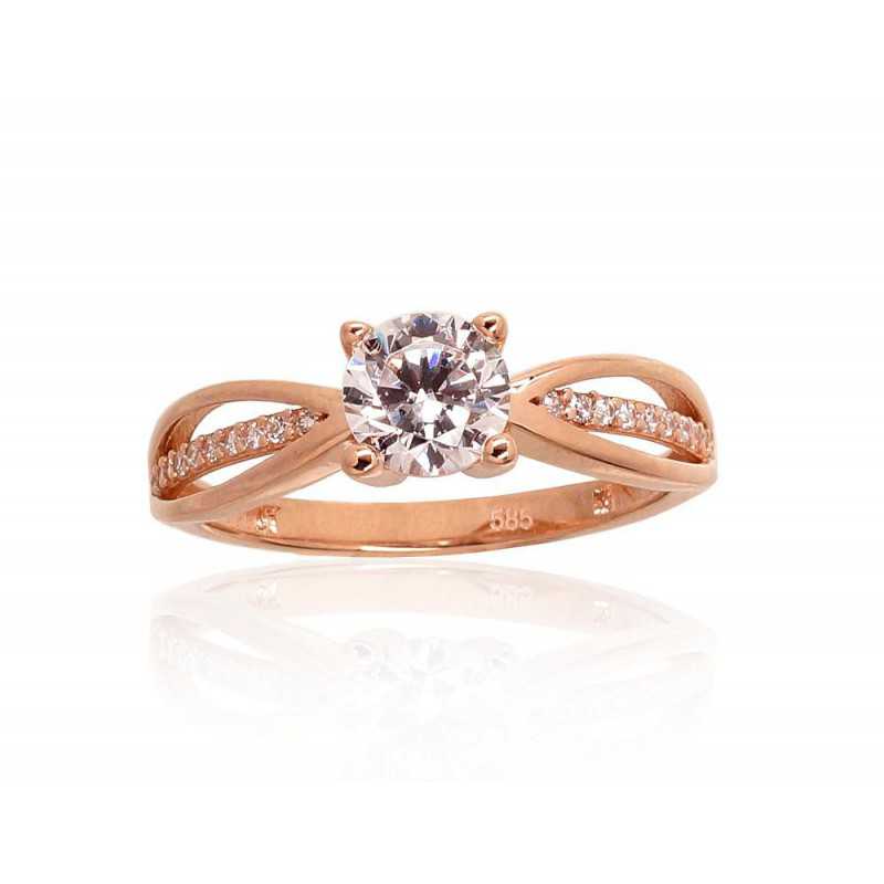 Gold ring, Rose gold, 585°, Zirkons , 1100931(Au-R)_CZ