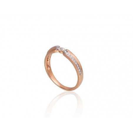 Gold ring, Rose gold, 585°, Diamonds, 1100942(Au-R+PRh-W)_DI