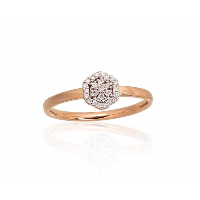 Gold ring, Rose gold, 585°, Diamonds, 1100944(Au-R+PRh-W)_DI