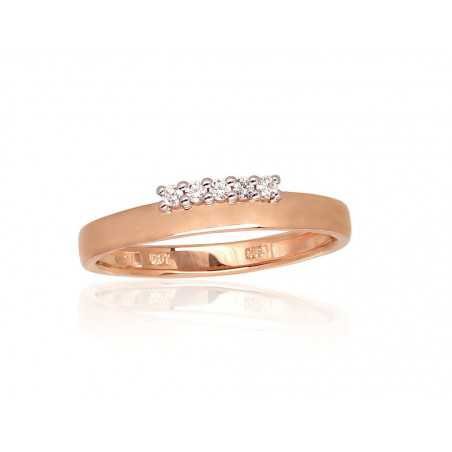 585° Gold ring, Stone: Diamonds, Type: With precious stones, 1100948(Au-R+PRh-W)_DI