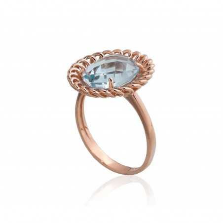 585° Gold ring, Stone: Sky Blue Topaz , Type: \"Alessandria\"  kolekcija, 1100960(Au-R)_TZLB