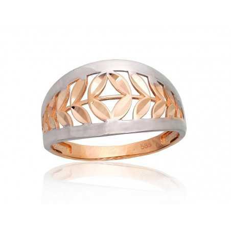585° Gold ring, Stone: No stone, Type: Women, 1100966(Au-R+PRh-W)