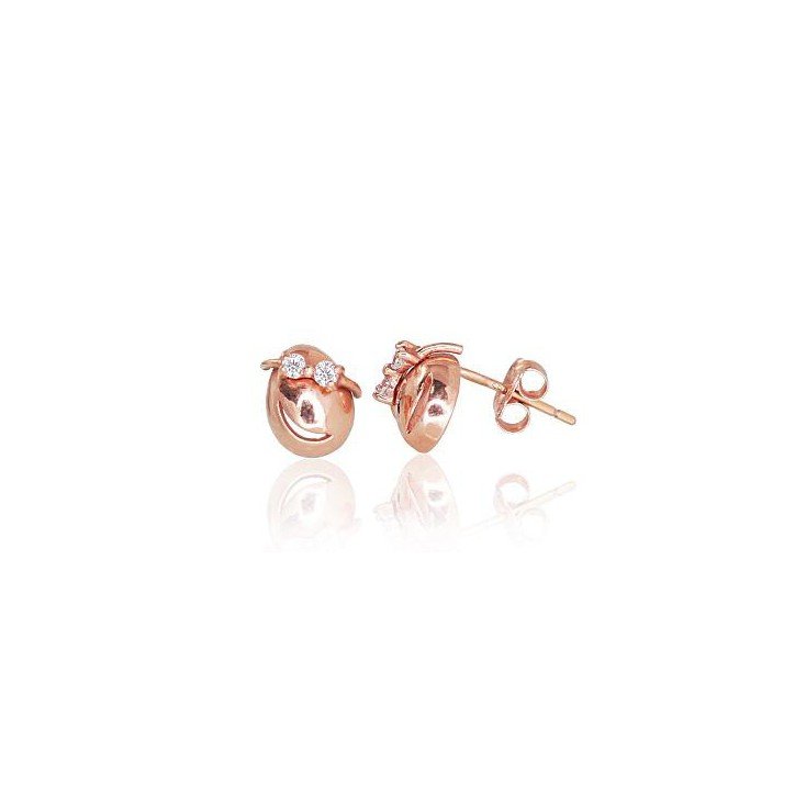 Gold classic studs earrings, 585°, Zirkons , 1200030(Au-R)_CZ