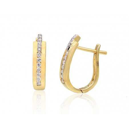Gold earrings with english lock, 585°, Diamonds, 1200386(Au-Y+PRh-W)_DI
