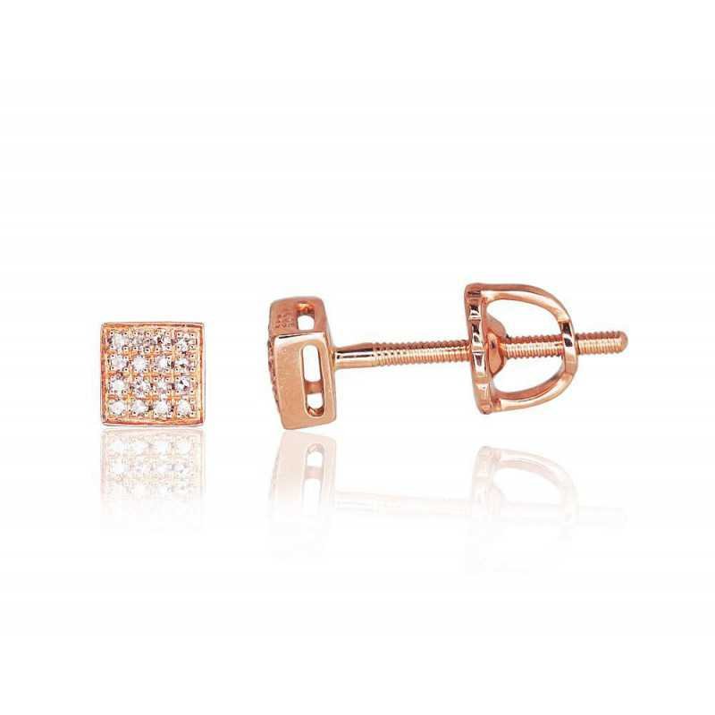 Gold screw studs earrings, 585°, Diamonds, 1200509(Au-R)_DI