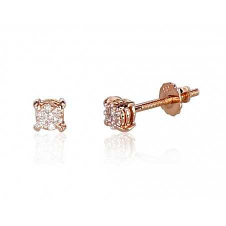 Gold screw studs earrings, 585°, Diamonds, 1200510(Au-R)_DI