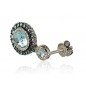 Gold screw studs earrings, 585°, Diamonds, Sky Blue Topaz , Blue Topaz , 1200513(Au-W+PRh-Bk)_DI+TZLB+TZB