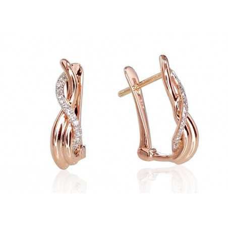 Gold Earrings, 585°, Diamonds, 1200711(Au-R+PRh-W)_DI