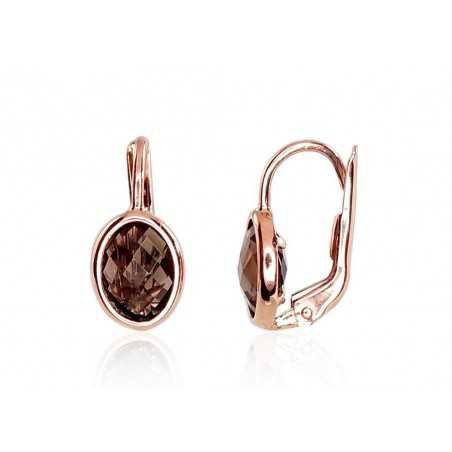 Gold earrings with english lock, 585°, Smoky Quarz , 1200859(Au-R)_KZSM