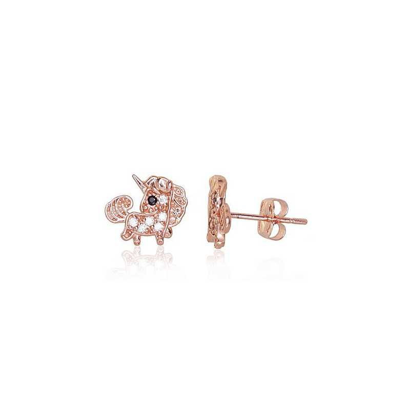 Gold classic studs earrings, 585°, Zirkons , 1201039(Au-R)_CZ+CZ-BK