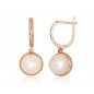 Gold earrings with english lock, 585°, Fresh-water Pearl , 1201105(Au-R)_PE