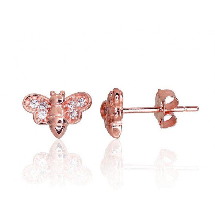 Gold classic studs earrings, 585°, Zirkons , 1201228(Au-R)_CZ