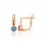 Gold earrings with english lock, 585°, Turquoise , 1201291(Au-R)_TRX