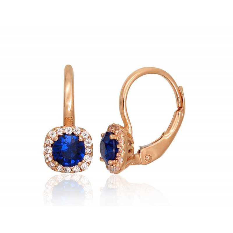 Gold earrings with english lock, 585°, Zirkons , 1201292(Au-R)_CZ+CZ-B