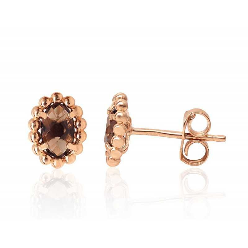 Gold classic studs earrings, 585°, Smoky Quarz , 1201295(Au-R)_KZSM