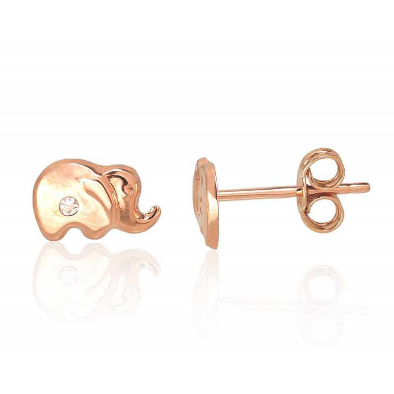 Gold classic studs earrings, 585°, Zirkons , 1201297(Au-R)_CZ