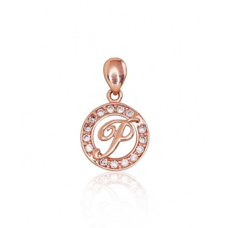 Gold pendant, 585°, Rose gold, Zirkons , 1300137(Au-R)_CZ