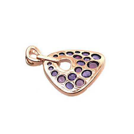 Gold pendant, 585°, Rose gold, Diamonds, Amethyst, Rodolite , 1300181(Au-R)_DI+AM+RD