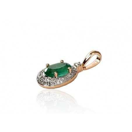 Gold pendant, 585°, , Diamonds, Emerald, 1300264(Au-R+PRh-W)_DI+EM