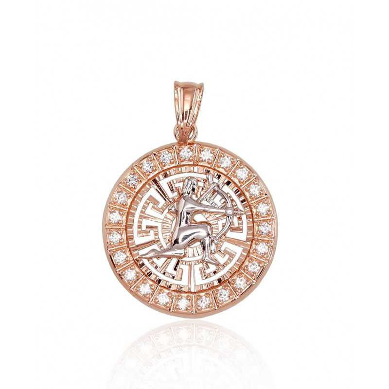 Gold pendant, 585°, Rose gold, Zirkons , 1300458(Au-R+PRh-W)_CZ