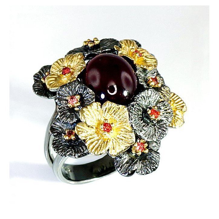 925° Genuine Sterling Silver ring, Stone: Ruby, Sapphire, Type: With precious stones, 2100532(PAu-Y+PRh-Gr)_RB+SA