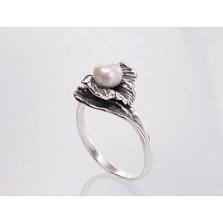 925° Genuine Sterling Silver ring, Stone: Fresh-water Pearl , Type: Women, 2100678(POx-Bk)_PE