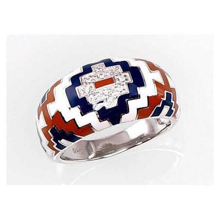 925° Genuine Sterling Silver ring, Stone: Zirkons , Jewelery enamel , Type: Women, 2100712(PRh-Gr)_CZ+ML-W+ML-BR+ML-B
