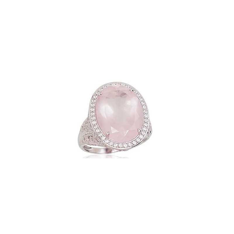 925° Genuine Sterling Silver ring, Stone: Zirkons , Pink Quarz , Type: \\\"Orio\\\"  collection, 2100829(PRh-Gr)_CZ+KZPI