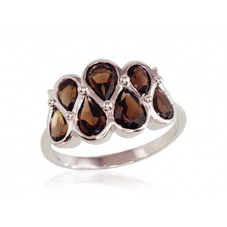 925° Genuine Sterling Silver ring, Stone: Smoky Quarz , Type: \\\"Orio\\\"  collection, 2100833(PRh-Gr)_KZSM