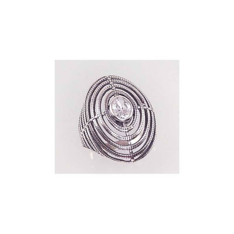 925° Genuine Sterling Silver ring, Stone: Zirkons , Type: Women, 2100934(POx-Bk)_CZ