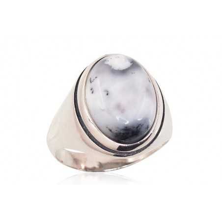 925° Genuine Sterling Silver ring, Stone: Dendritic Agate , Type: Women, 2101192(POx-Bk)_AGD
