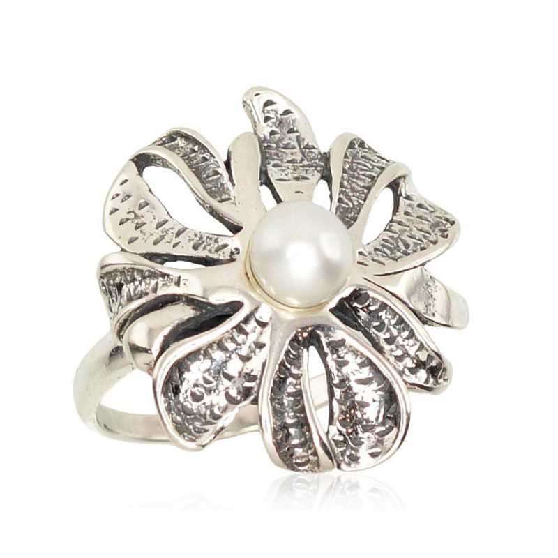 925° Genuine Sterling Silver ring, Stone: Fresh-water Pearl , Type: Women, 2101202(POx-Bk)_PE