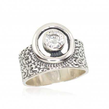 925° Genuine Sterling Silver ring, Stone: Zirkons , Type: Women, 2101208(POx-Bk)_CZ