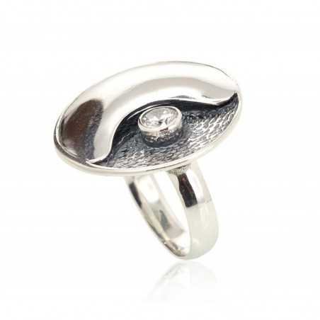 925° Genuine Sterling Silver ring, Stone: Zirkons , Type: Women, 2101212(POx-Bk)_CZ