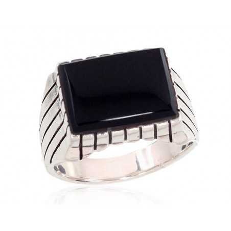925° Genuine Sterling Silver ring, Stone: Onix , Type: For men, 2101357(POx-Bk)_ON