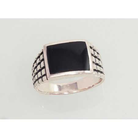 925° Genuine Sterling Silver ring, Stone: Onix , Type: For men, 2101361(POx-Bk)_ON