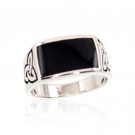 925° Genuine Sterling Silver ring, Stone: Onix , Type: For men, 2101364(POx-Bk)_ON