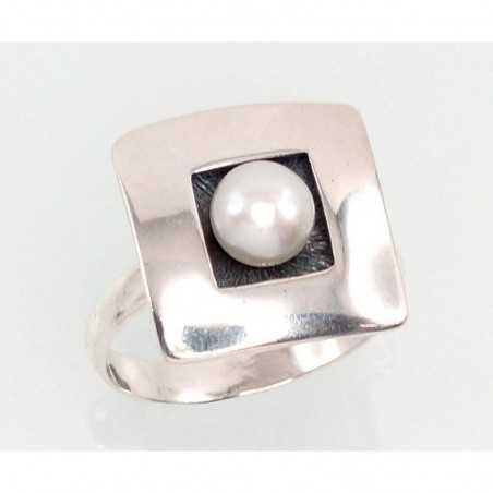 925° Genuine Sterling Silver ring, Stone: Fresh-water Pearl , Type: Women, 2101416(POx-Bk)_PE