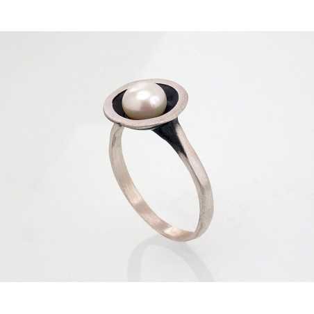 925° Genuine Sterling Silver ring, Stone: Fresh-water Pearl , Type: Women, 2101417(Matt+POx-MattBk)_PE