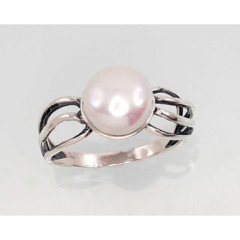 925° Genuine Sterling Silver ring, Stone: Fresh-water Pearl , Type: Women, 2101419(POx-Bk)_PE