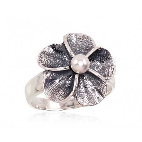 925° Genuine Sterling Silver ring, Stone: Fresh-water Pearl , Type: Women, 2101421(POx-Bk)_PE