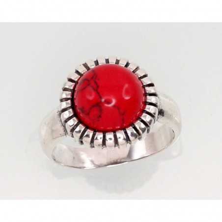 925° Genuine Sterling Silver ring, Stone: Coral , Type: Women, 2101425(POx-Bk)_COX
