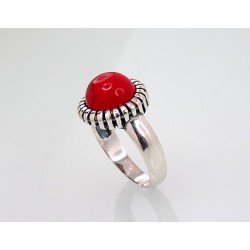 925° Genuine Sterling Silver ring, Stone: Coral , Type: Women, 2101425(POx-Bk)_COX